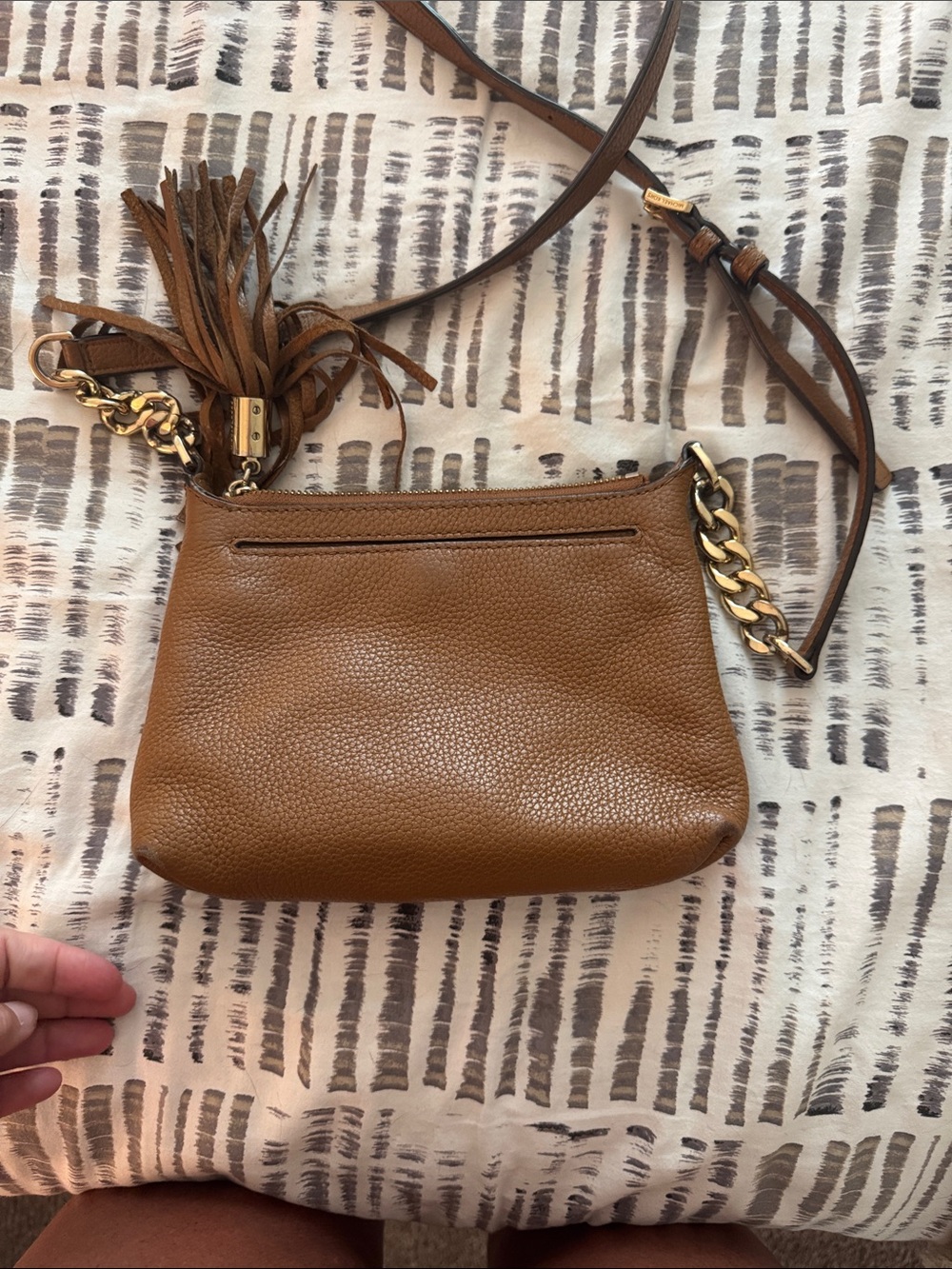 Michael Kors Brown Pebbled Leather Crossbody with Tassel Detail - Picture 3 of 3